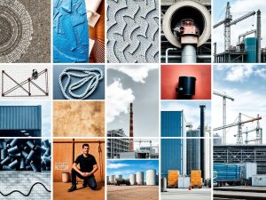 Diverse industrii cu elemente vizuale distincte.