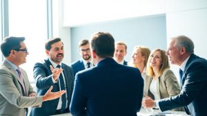 Investitori angel discutând la o masă.